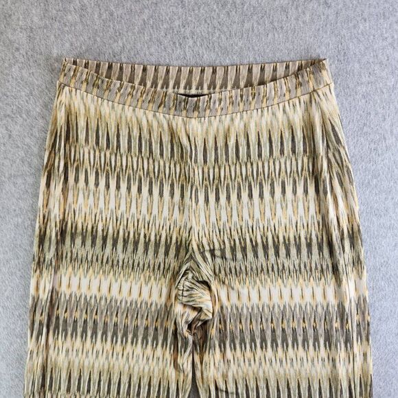 Chicos Travelers Pants Womens 1 Medium Yellow Striped Pull On Slinky Wide Leg - Picture 2 of 14